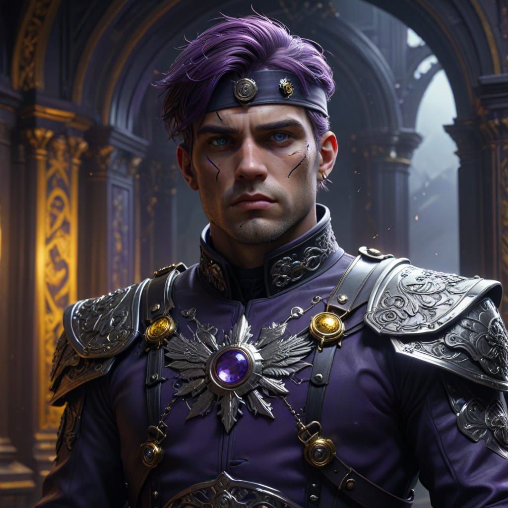 Hyper-Realistic Dark Fantasy Warden Concept Art in Navy and ...