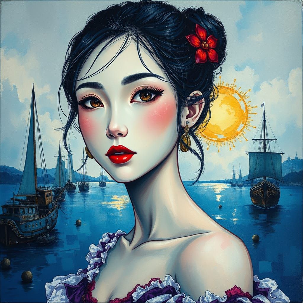 Anime Woman by Harbor in Textured Tones