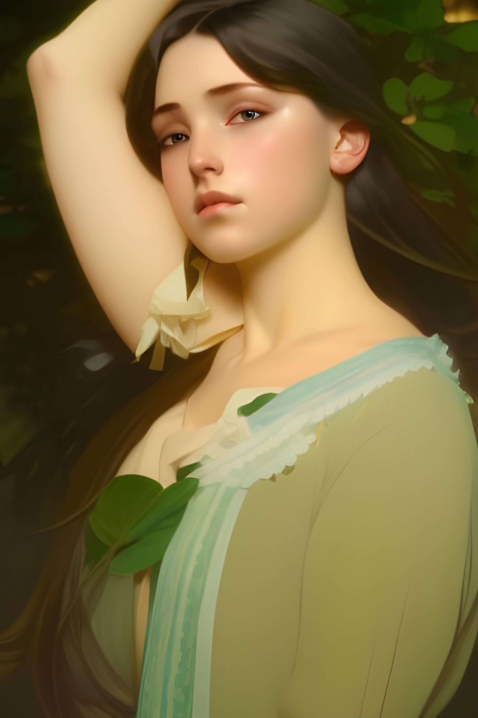 Elegant Schoolgirl Portrait in Academic Art Style