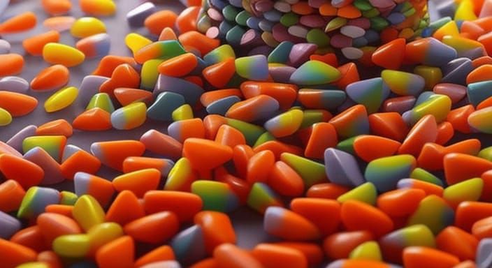 Candy Corn Figure in Hyperrealistic Splash Art
