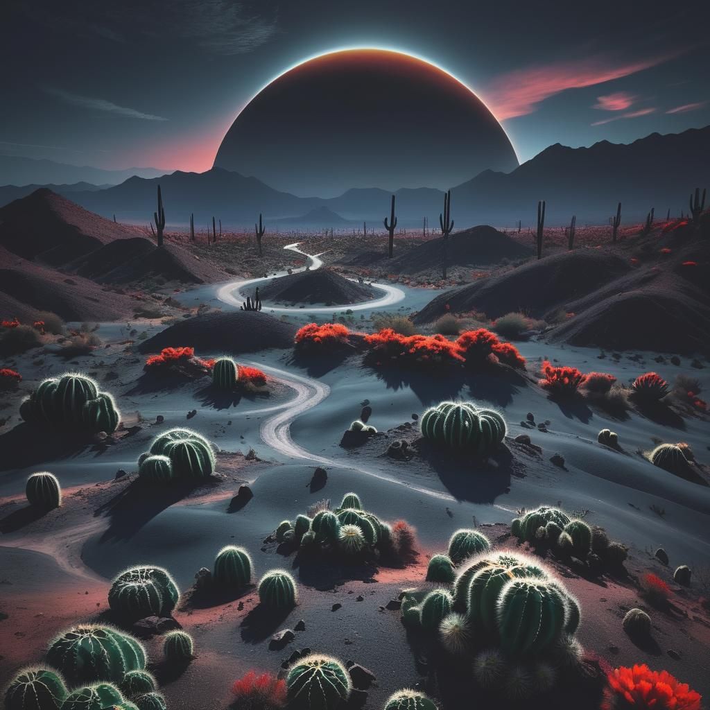 Arid Desert Landscape with Cacti