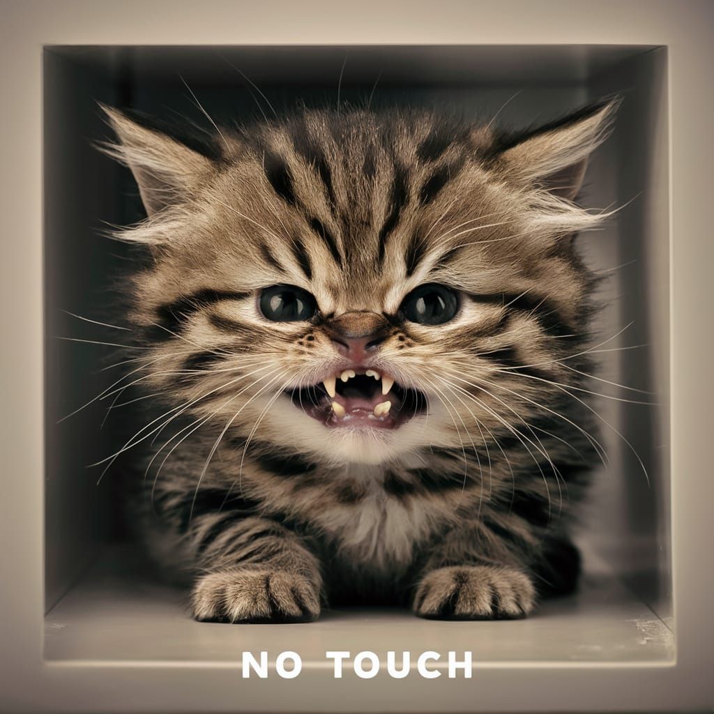 Angry Tabby Kitten Says NO TOUCH