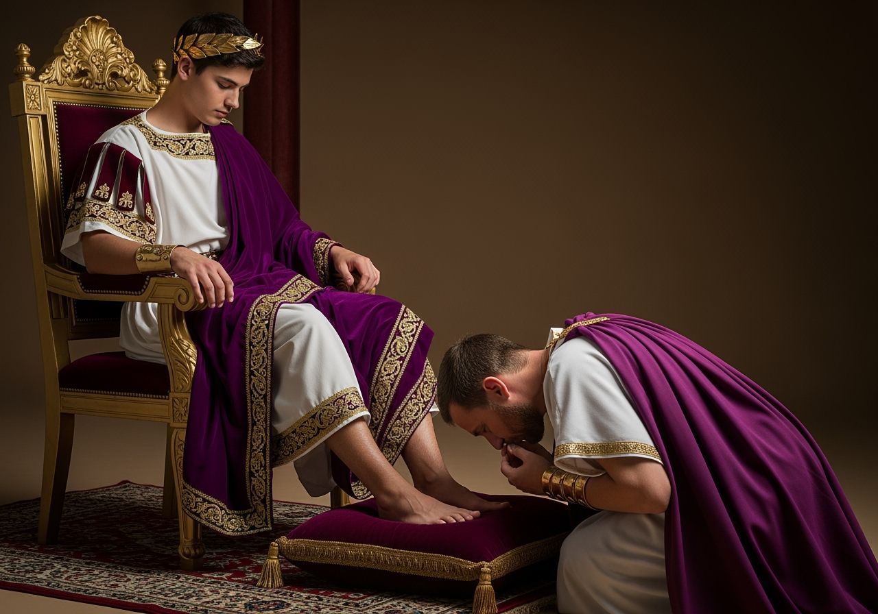 Young Roman Emperor Receives Homage in Sharp Focus