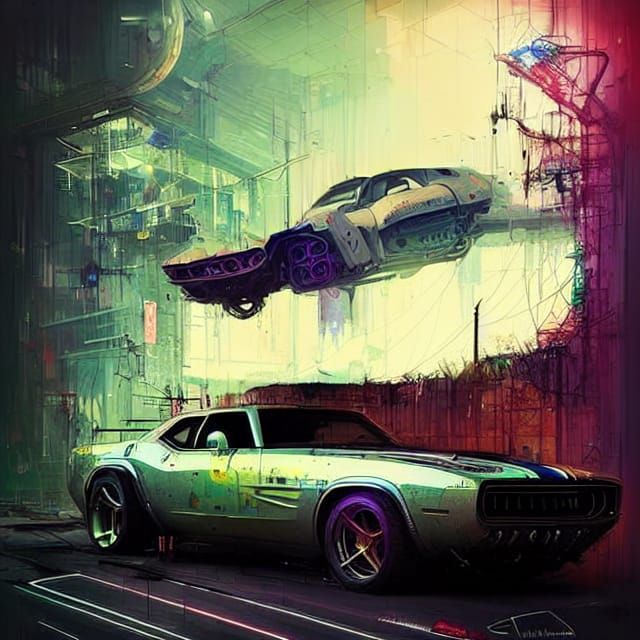retro futuristic muscle car, mopar evolved.