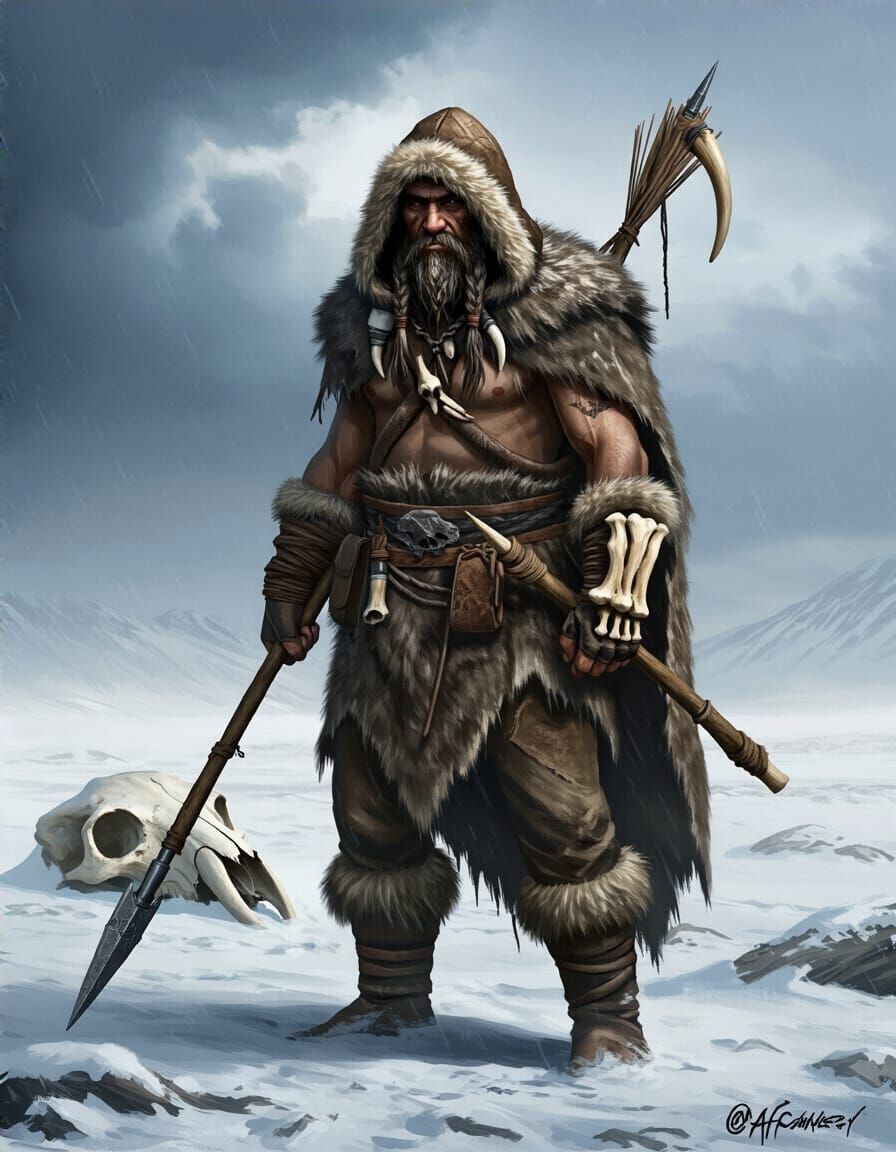 Stone Age Assassin Concept Art in Siberian Tundra
