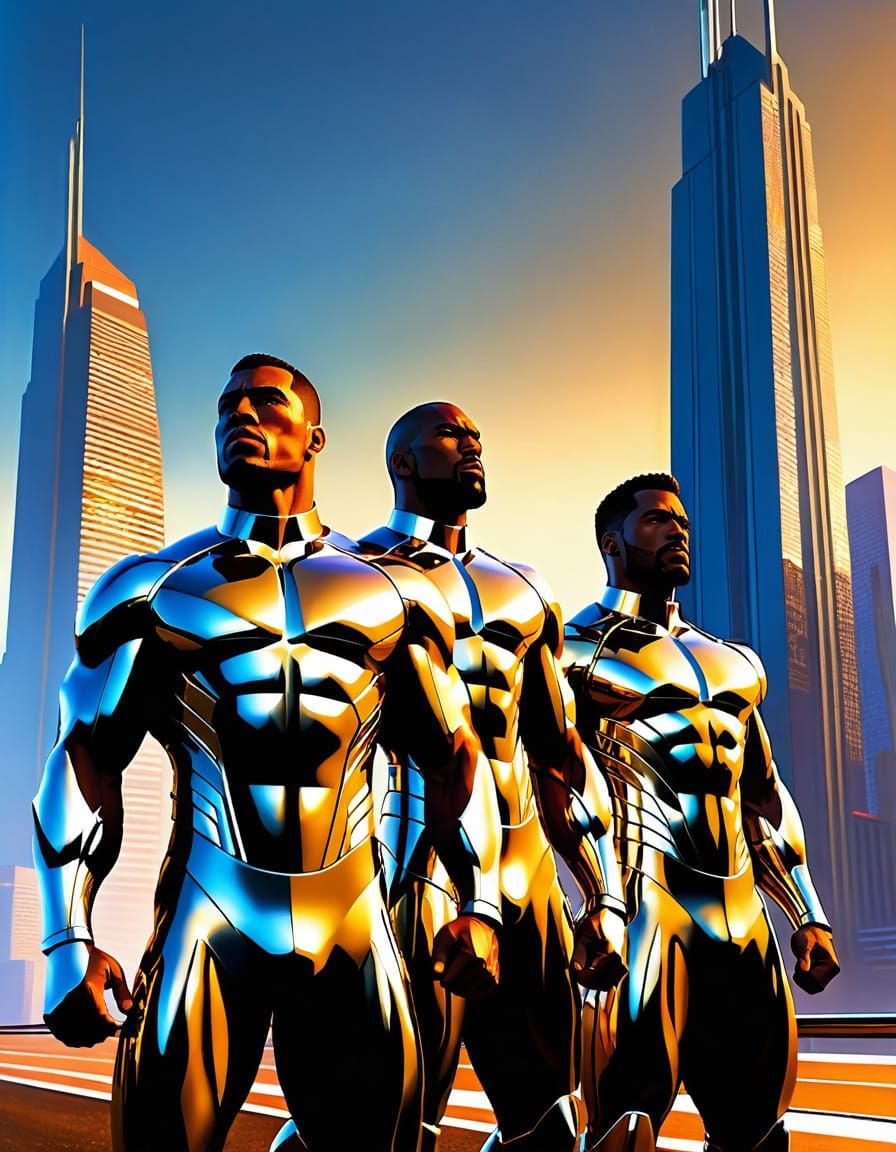Futuristic American Men in Chrome Suits