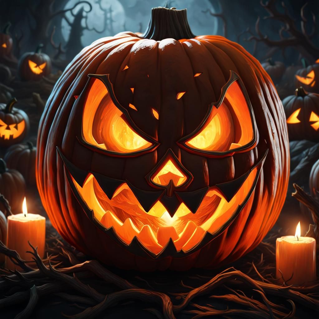 Sinister Jack o' Lantern: Halloween Horror Art