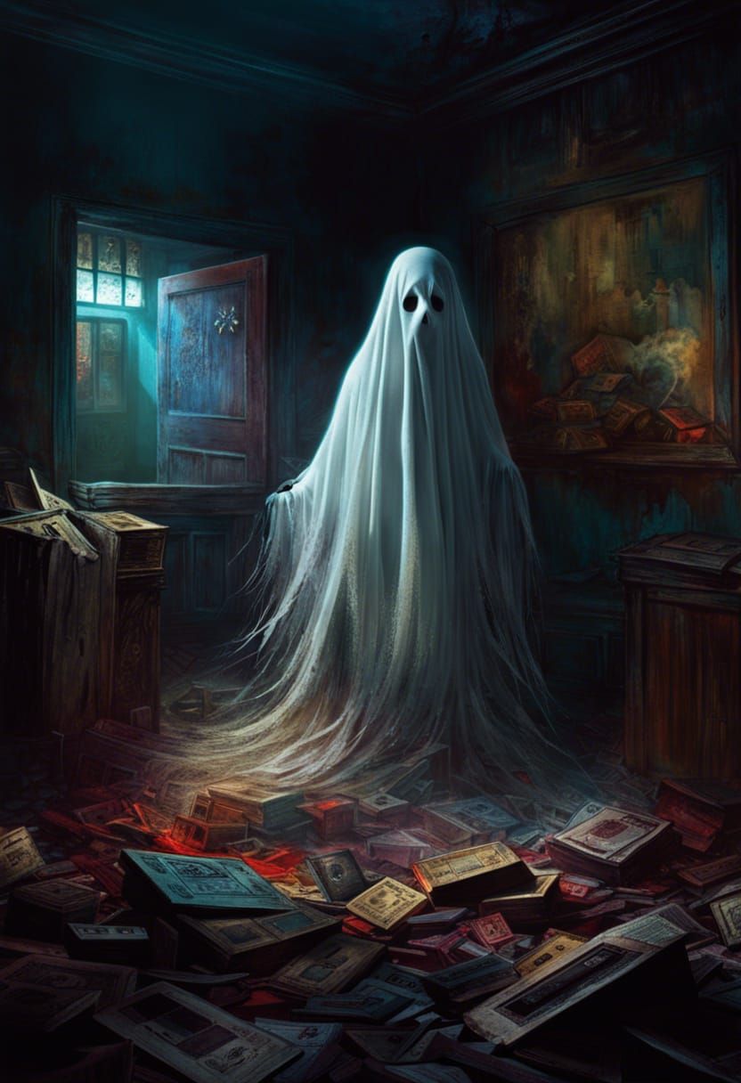 Creepy Ghost with Evil Grin in Macabre Art