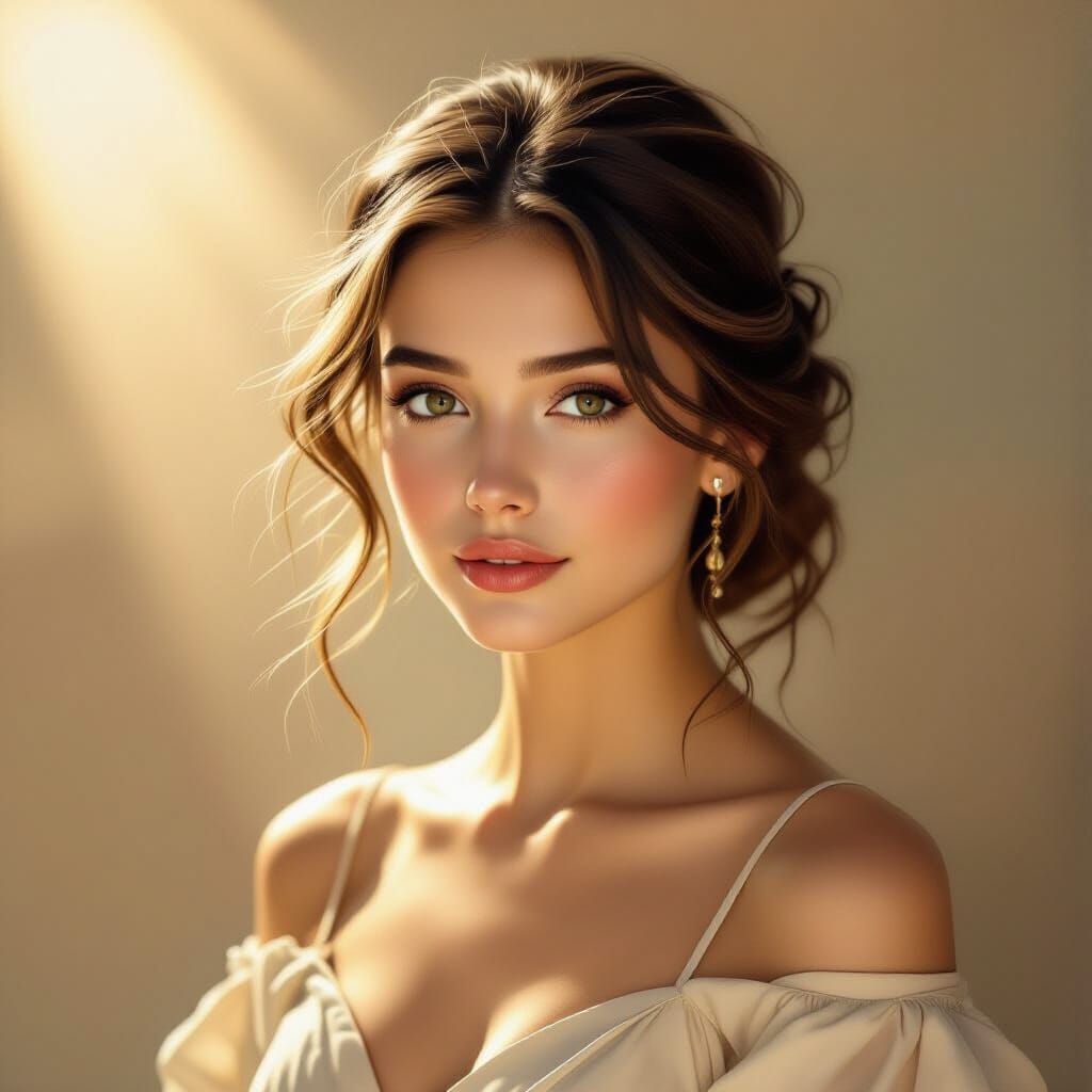 Serene Portrait of a Young Woman in Spotlight