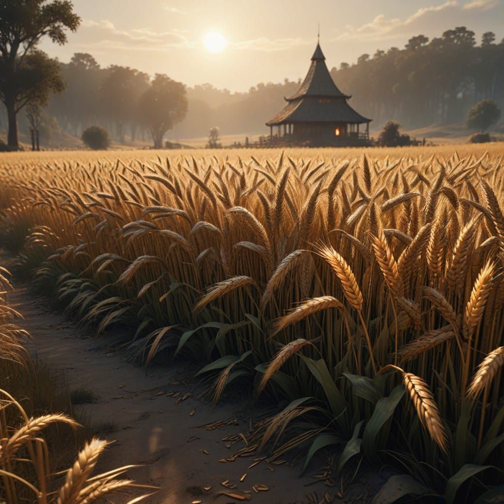 Serene Golden Wheat Field in Soft, Cinematic Light
