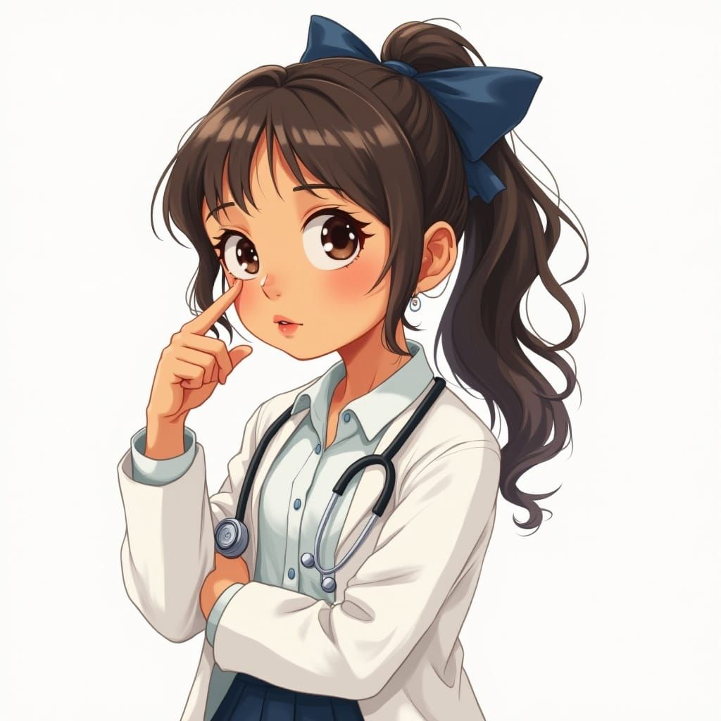 Girl in Lab Coat, Watercolor Illustration