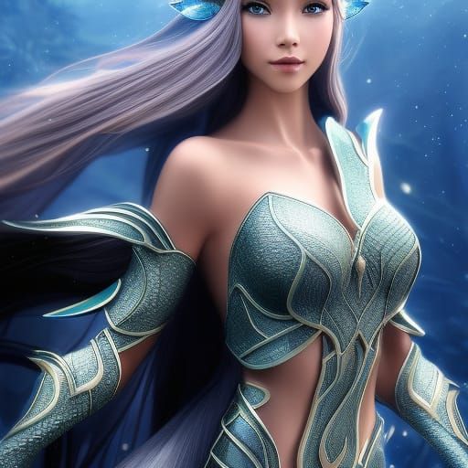 Detailed Water Elf Portrait in Hyperrealistic Style