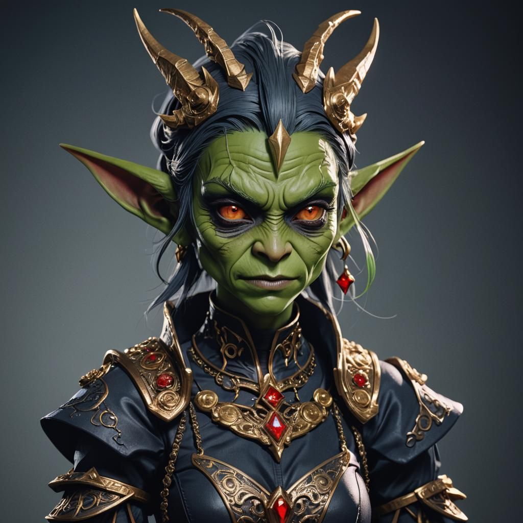 Anime Goblin Supermodel in Studio Trigger Style