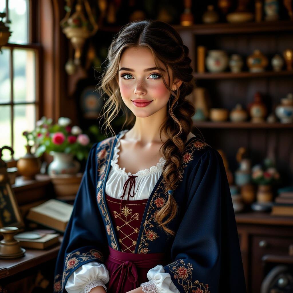 Ethereal Sorceress in Enchanted Toy Shop