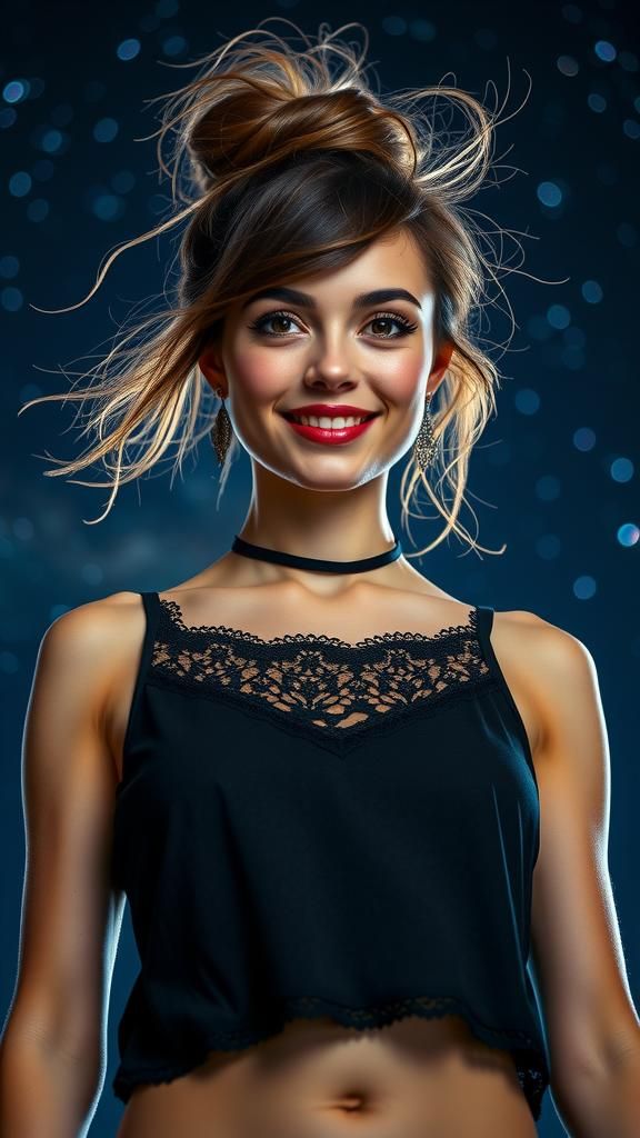 Stunning Woman Portrait Under a Starry Sky