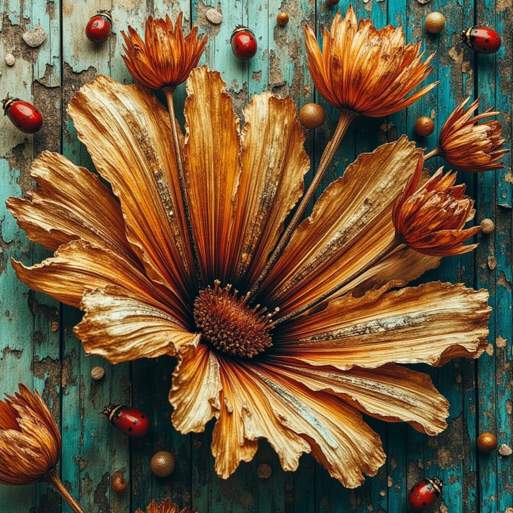 Surreal Floral Mosaic in Hypermaximalist Style