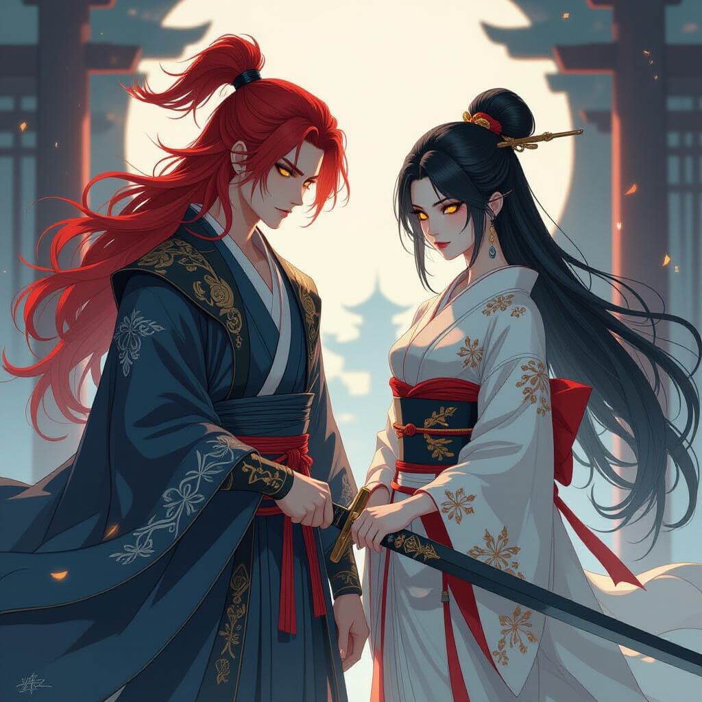 Greek God Kairos Meets Japanese Goddess Amaterasu in Etherea...