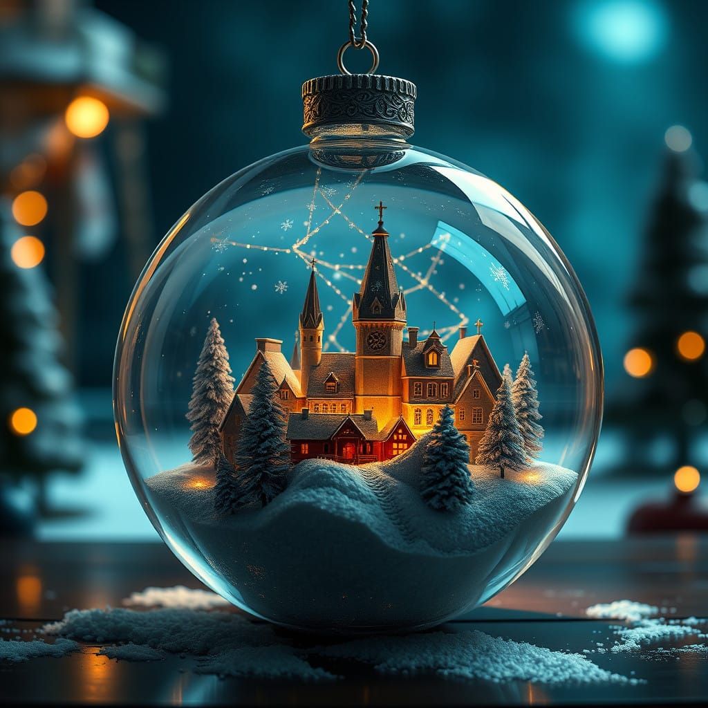 Stunning Glass Christmas Bauble Hides a Majestic Village Sce...