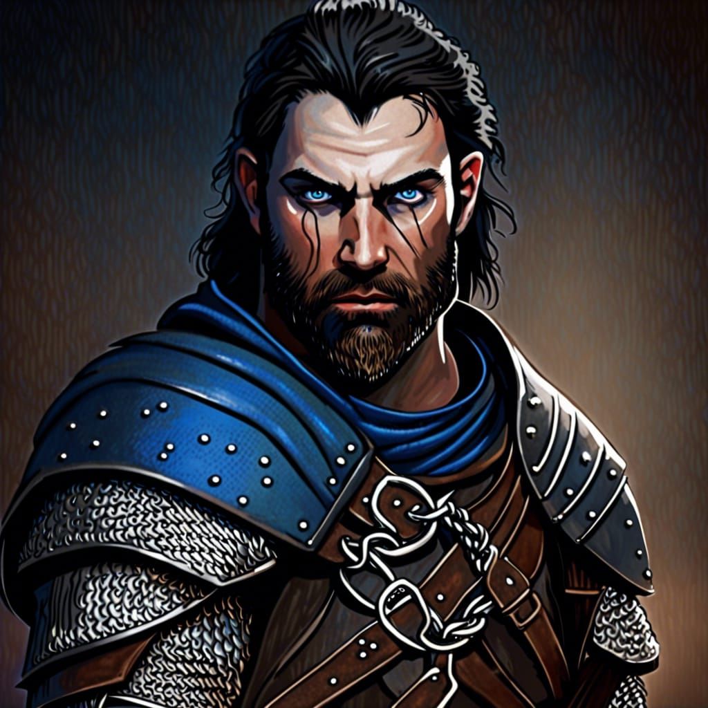 Medieval Warrior in Leather and Chainmail