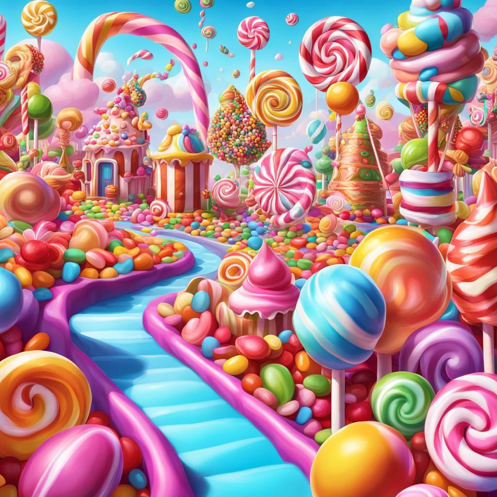 Colorful Candyland Art in Digital Illustration Style