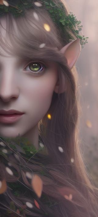 Ethereal Forest Elf Portrait in Digital Art Style