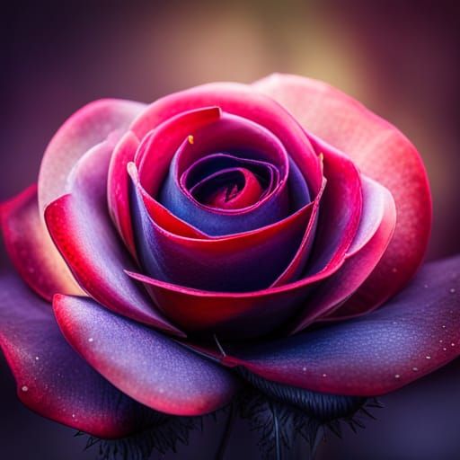 Blood-tipped Black Rose with Galaxy Center