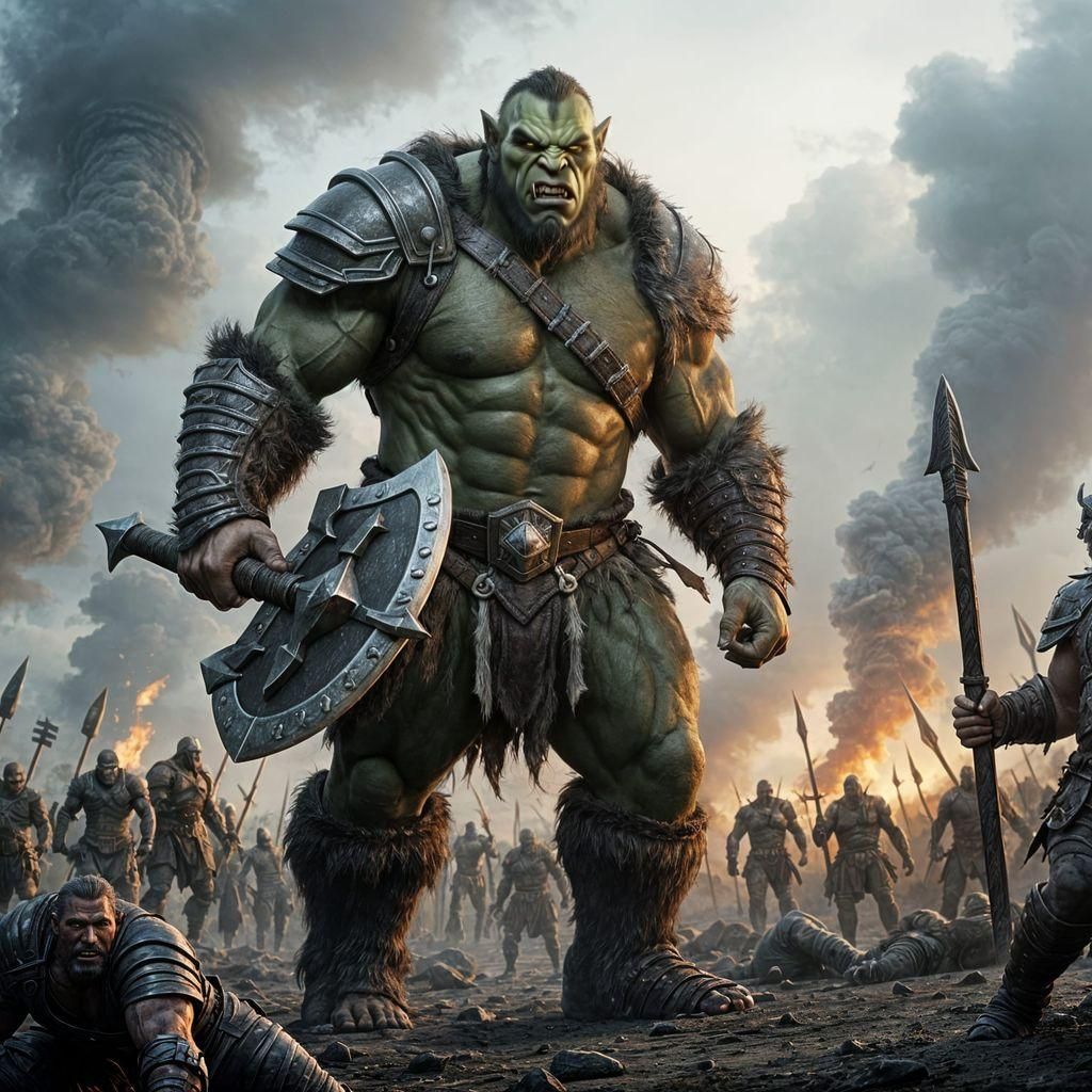 Muscular Orc Warrior in Photorealistic Fine-Art Photography