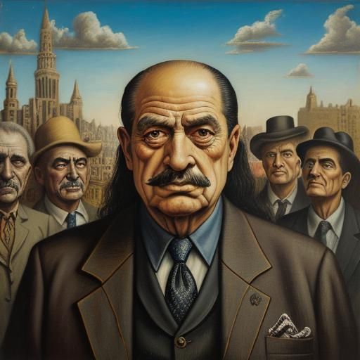 Cruel Middle-Aged Man in Surrealist Style