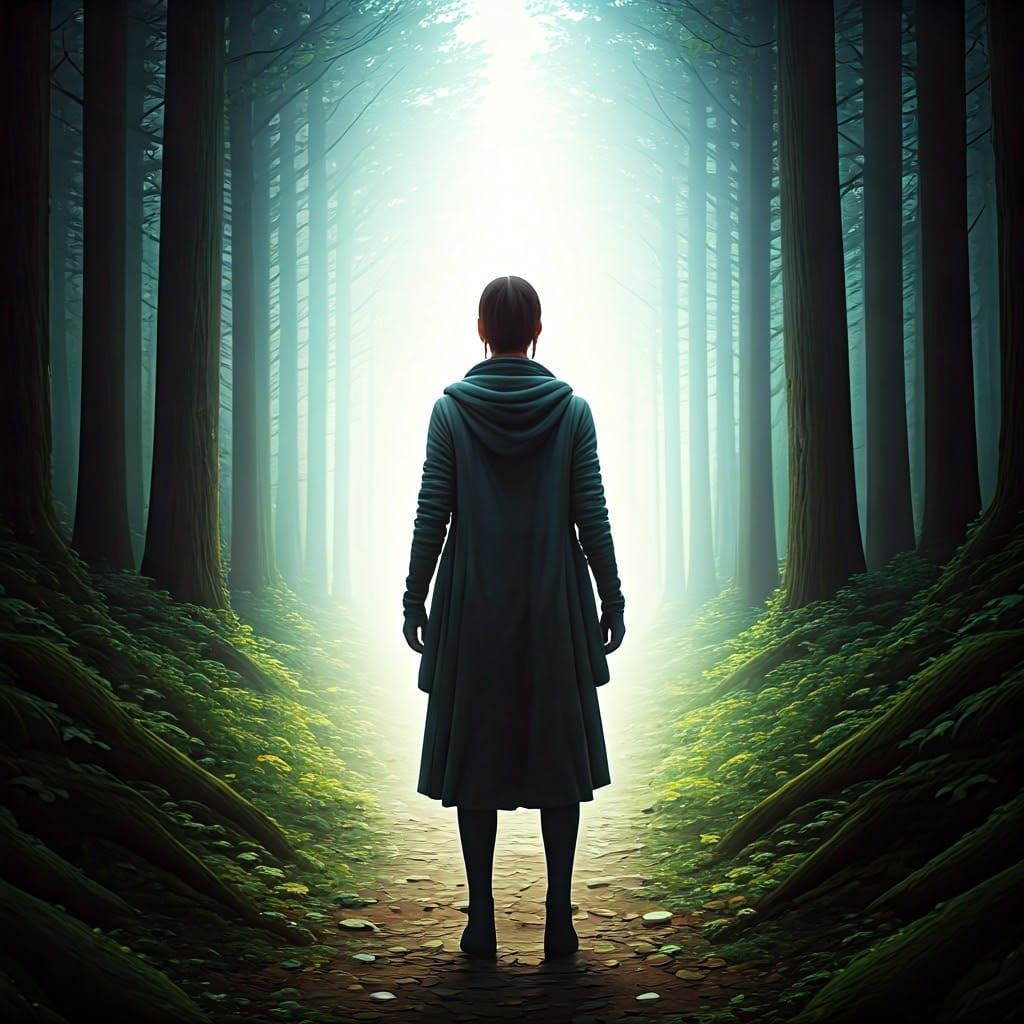 Bright Light in Dark Forest Creates Surreal Fear