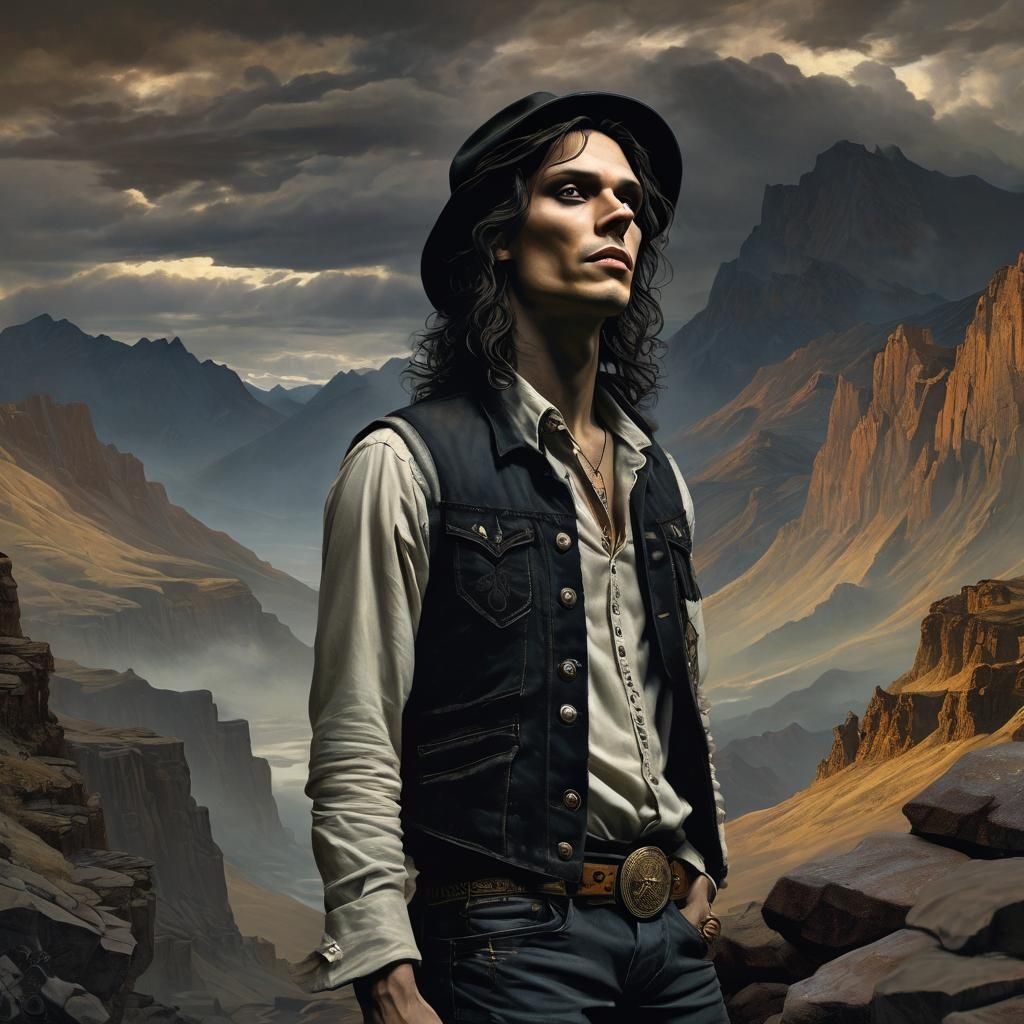 Epic 3D Portrait of Man in Cowboy Hat