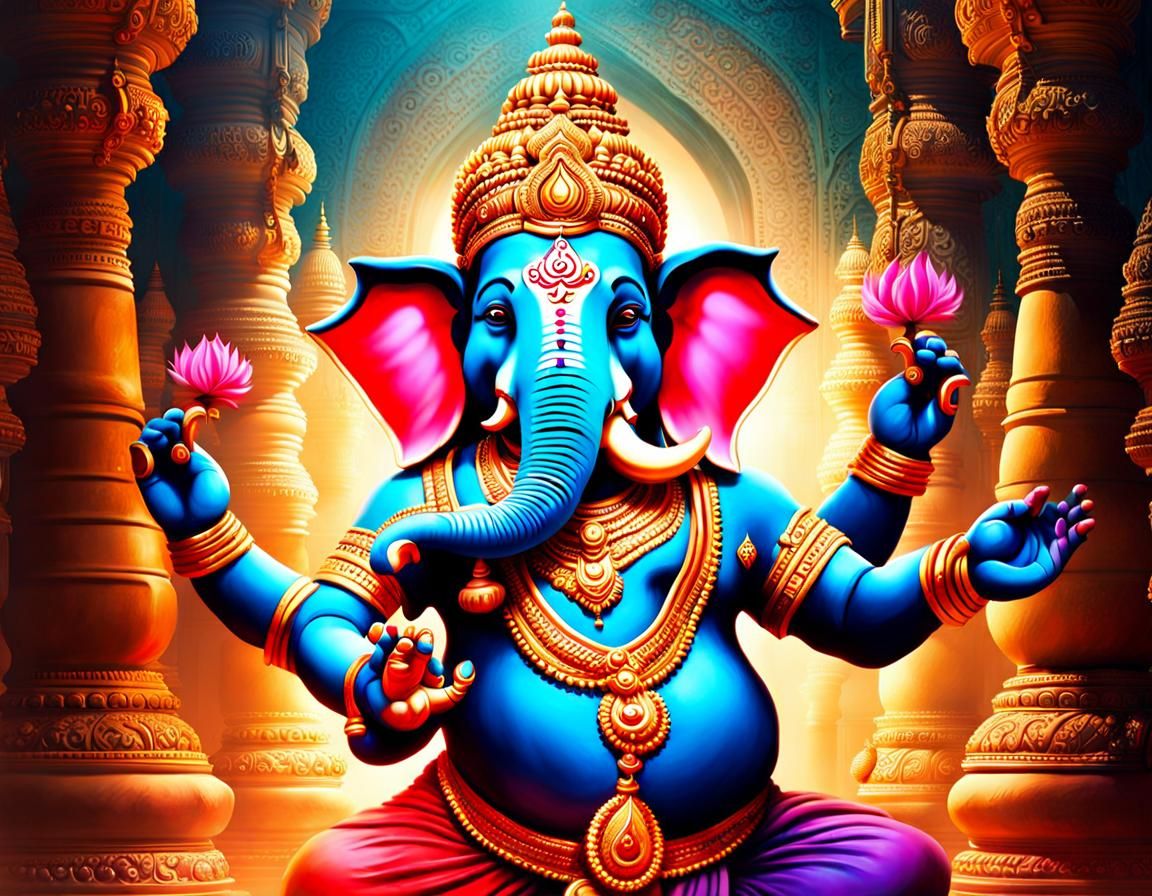 Ganesh Dances: Hyperrealistic Splash Art from India