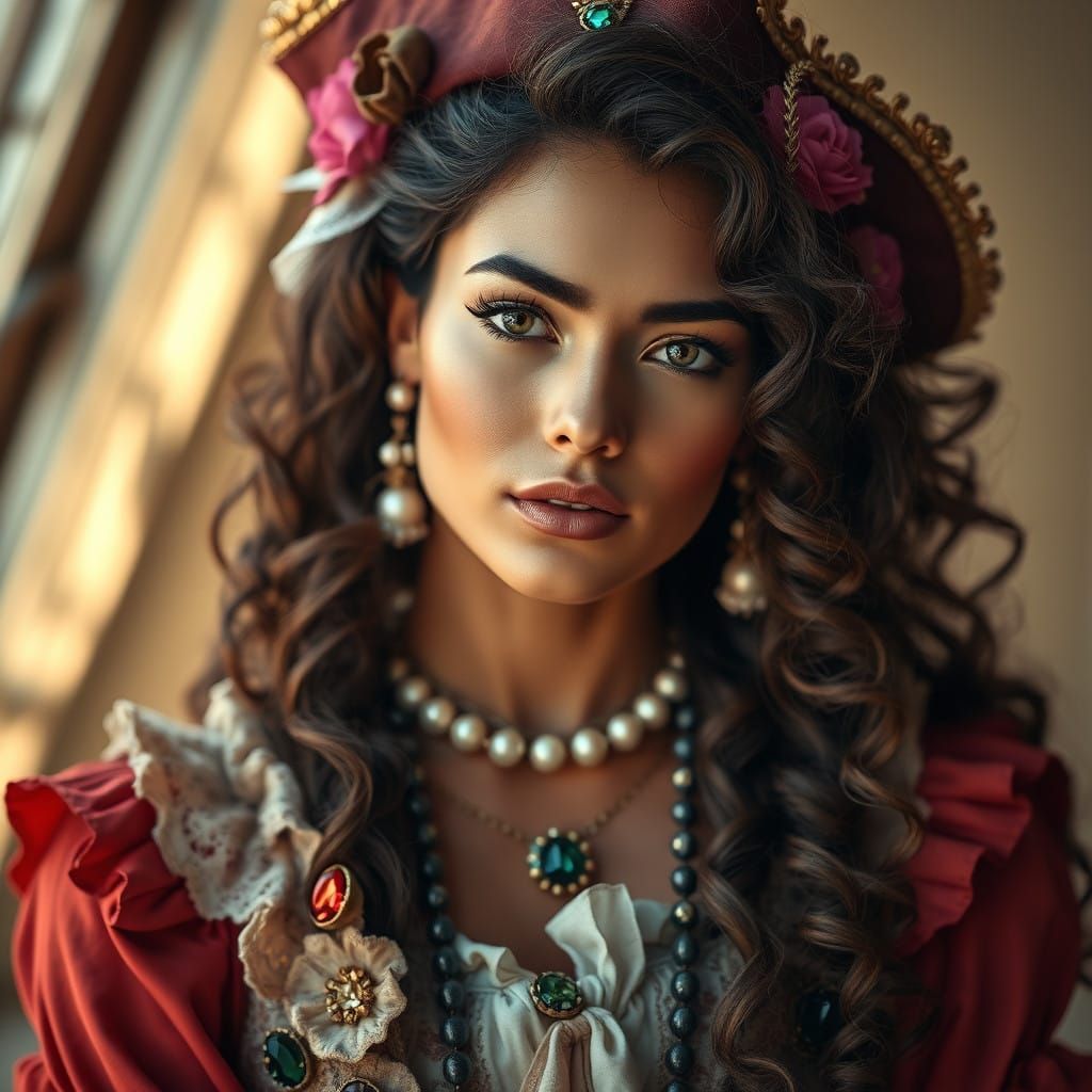 Elegant Pirate Maiden in Vibrant Attire