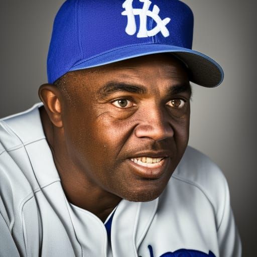 Jackie Robinson with Dodgers Hat, Professional Photography