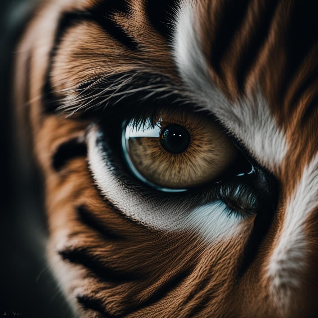 Tiger Eye Reflection Close-Up Portrait