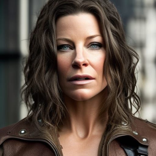 Evangeline Lilly in Dystopian Futuristic Cityscape