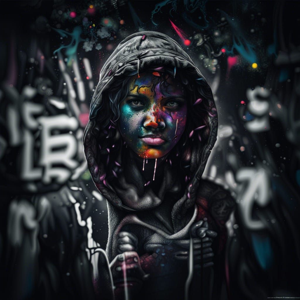 Monochrome Graffiti Art with Splash Effects