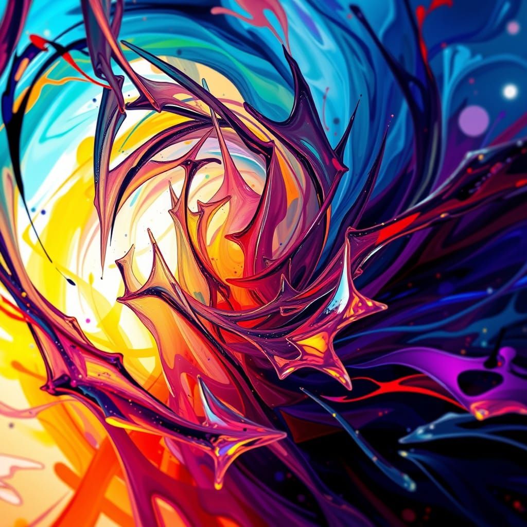 Abstract Expressionist Molten Glass Dress in Vibrant Colors