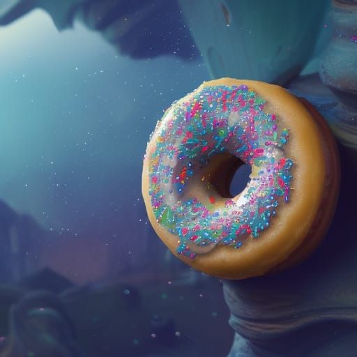 Galaxy Frosted Doughnut in Detailed Matte Painting