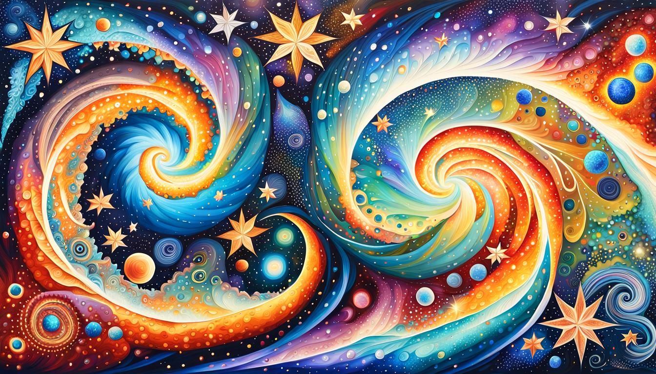 Vibrant Cosmic Universe in Impasto Gouache