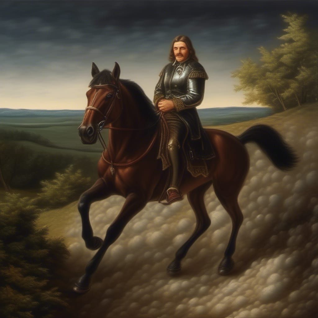 Person Cycling on Moon in Van Gogh Style