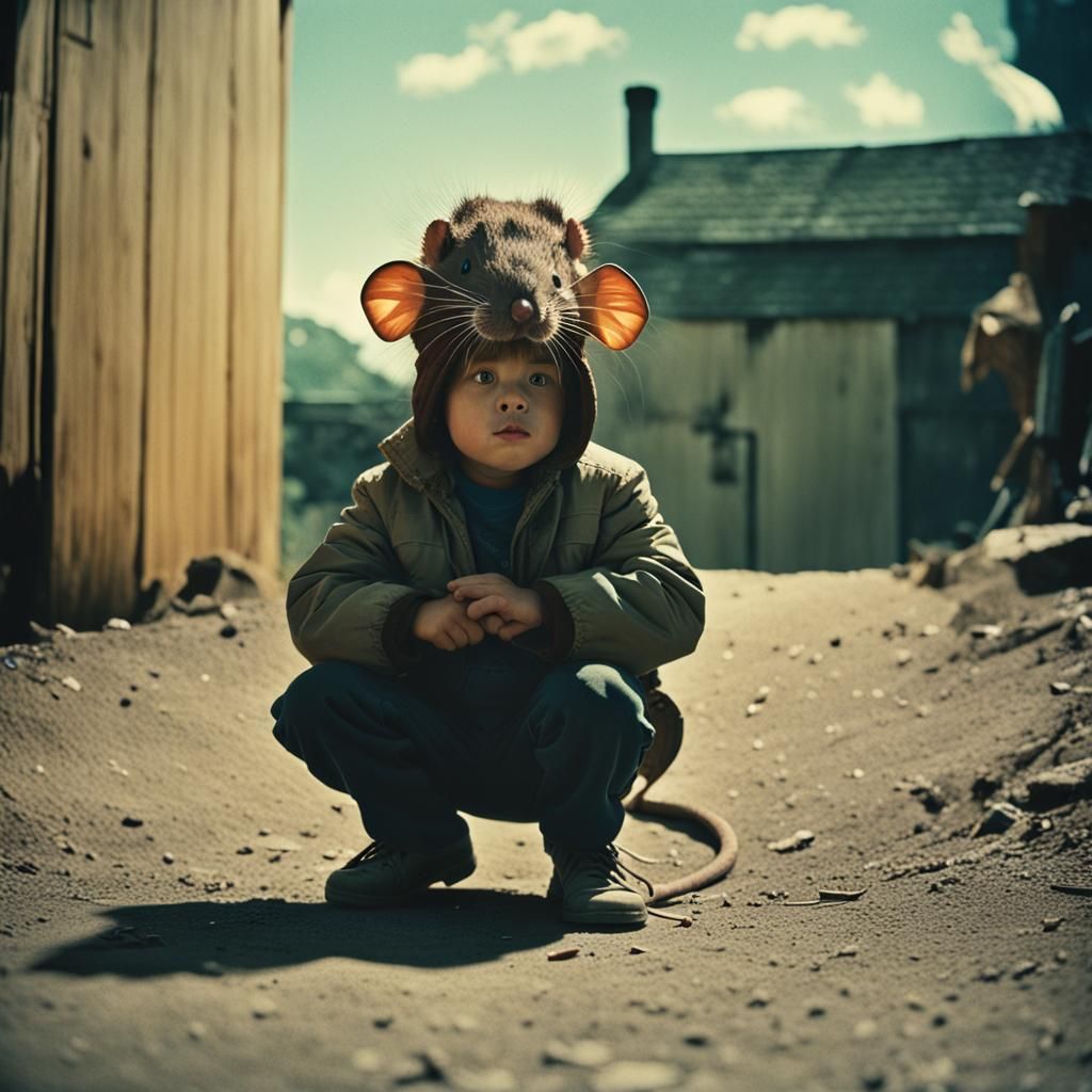 Child's Unusual Hat: A Cinematic Film Still