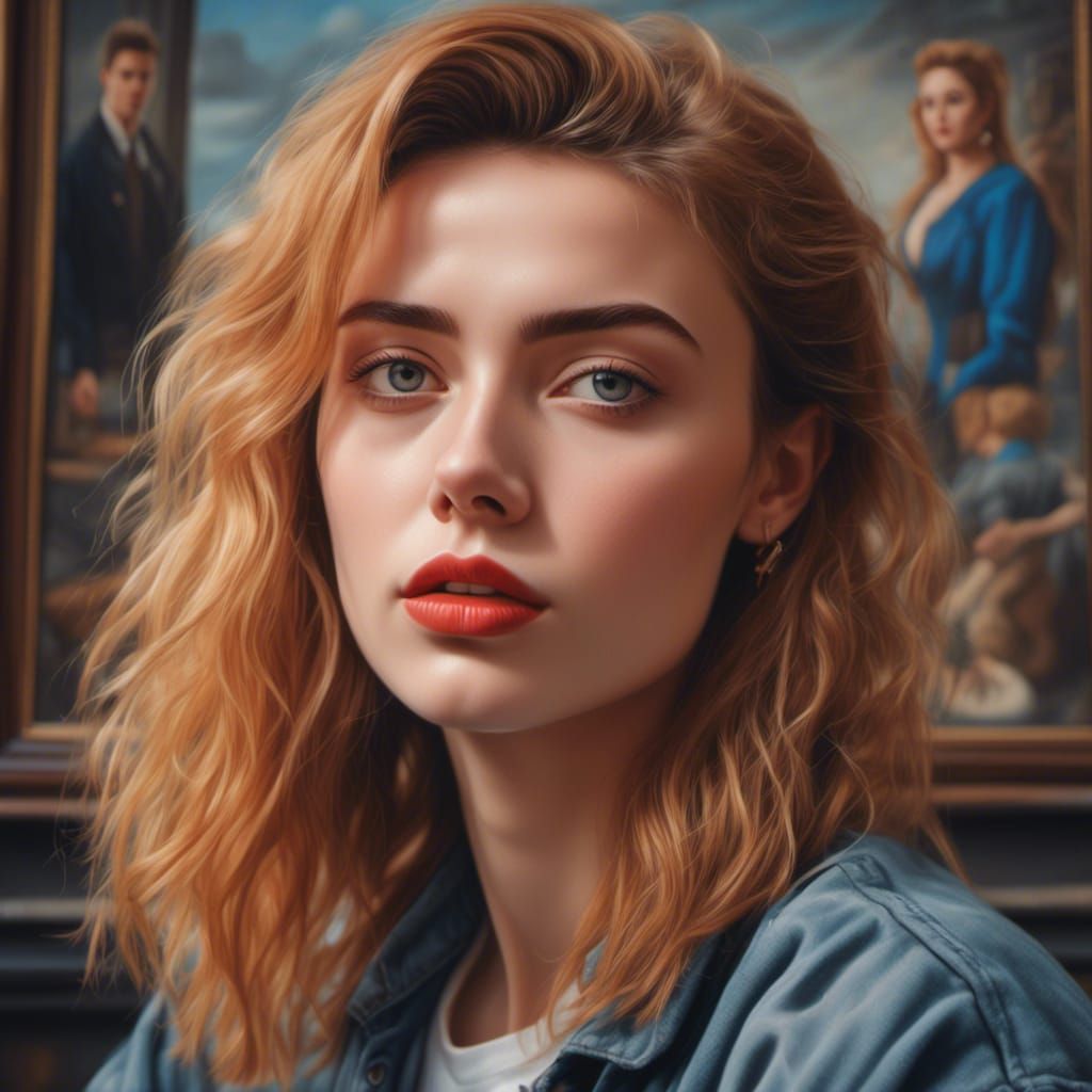 Woman as 1990s Star in Museum Portrait