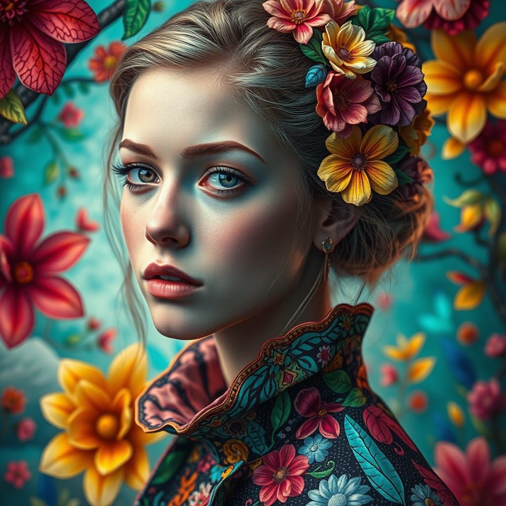 Dreamlike Encaustic Portrait in Gradient Inking Colors