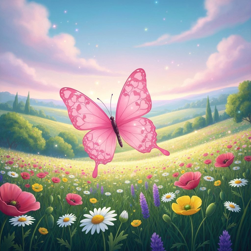 Butterfly Love: Whimsical Digital Illustration of Dolly Part...