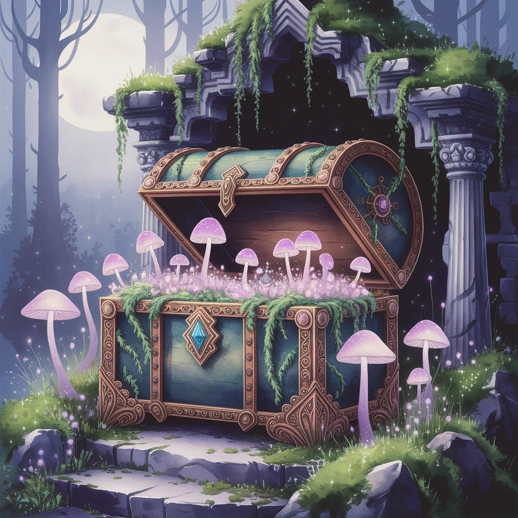 Mystical Treasure Chest in Ancient Ruins