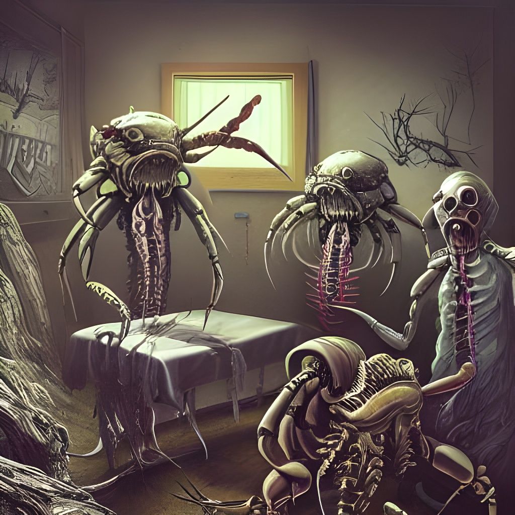 Surreal Surgeon Crabs in a Horror Art Style