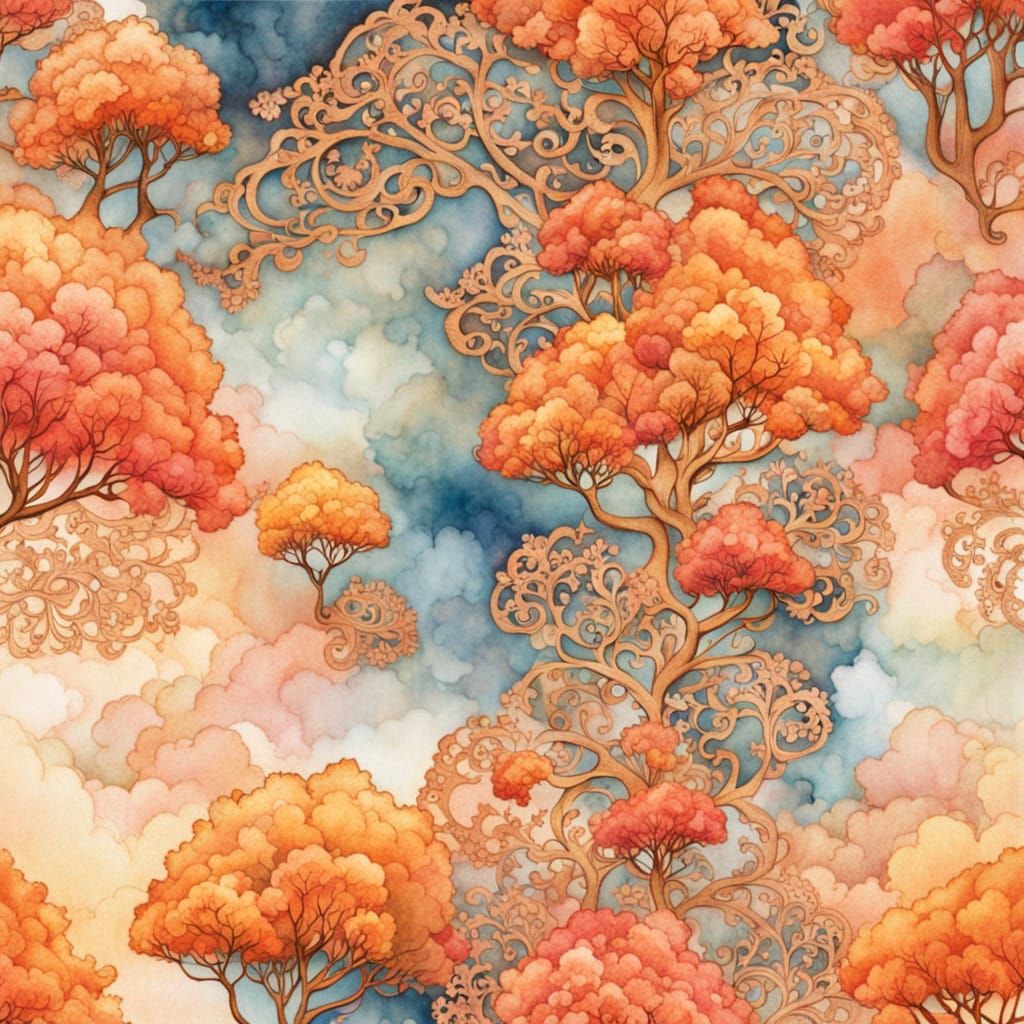 Autumn Dreamscape in Whimsical Watercolour