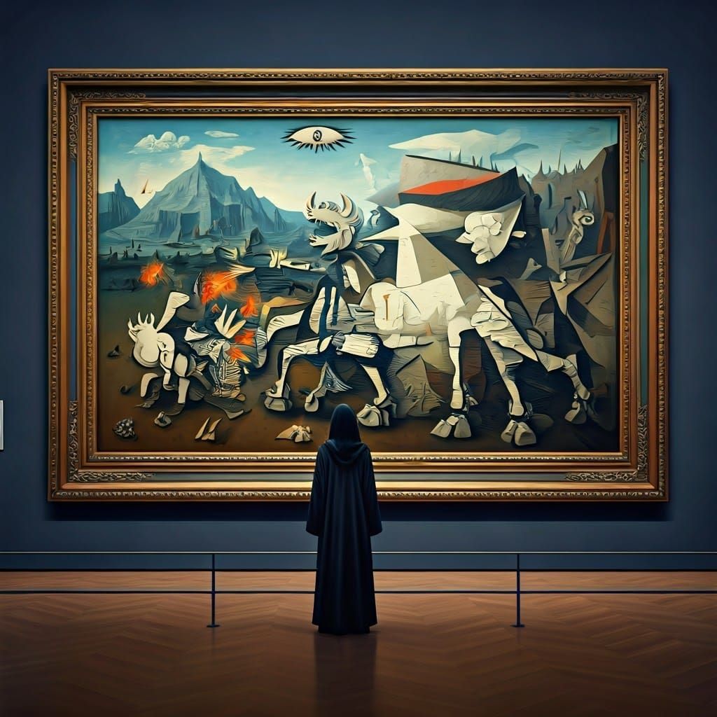 Surreal Abstract Mecha Battle Inspired by Picasso