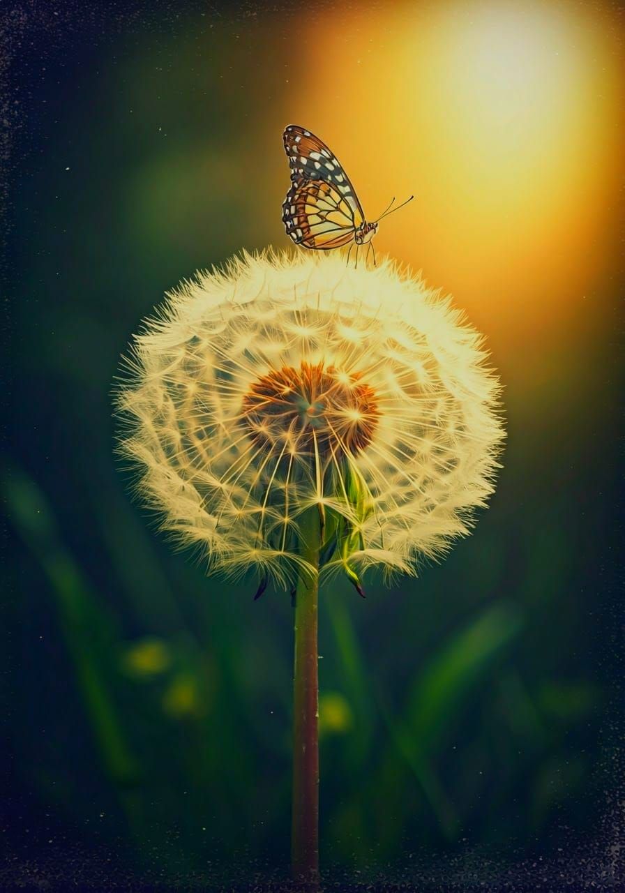 Whimsical Dandelion Scene in Cinematic Film Style
