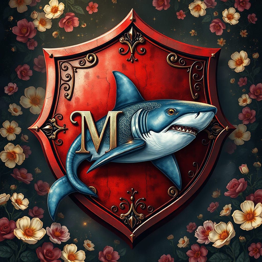 Vintage-Inspired MC Logo in Deep Red Shield with Majestic Sh...